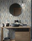 White and Blue Whitewashed Wood Look Glass Picket Tile - TileBuys