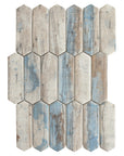 White and Blue Whitewashed Wood Look Glass Picket Tile - TileBuys