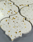 White and Gold Terrazzo Arabesque Lantern Mosaic Tile