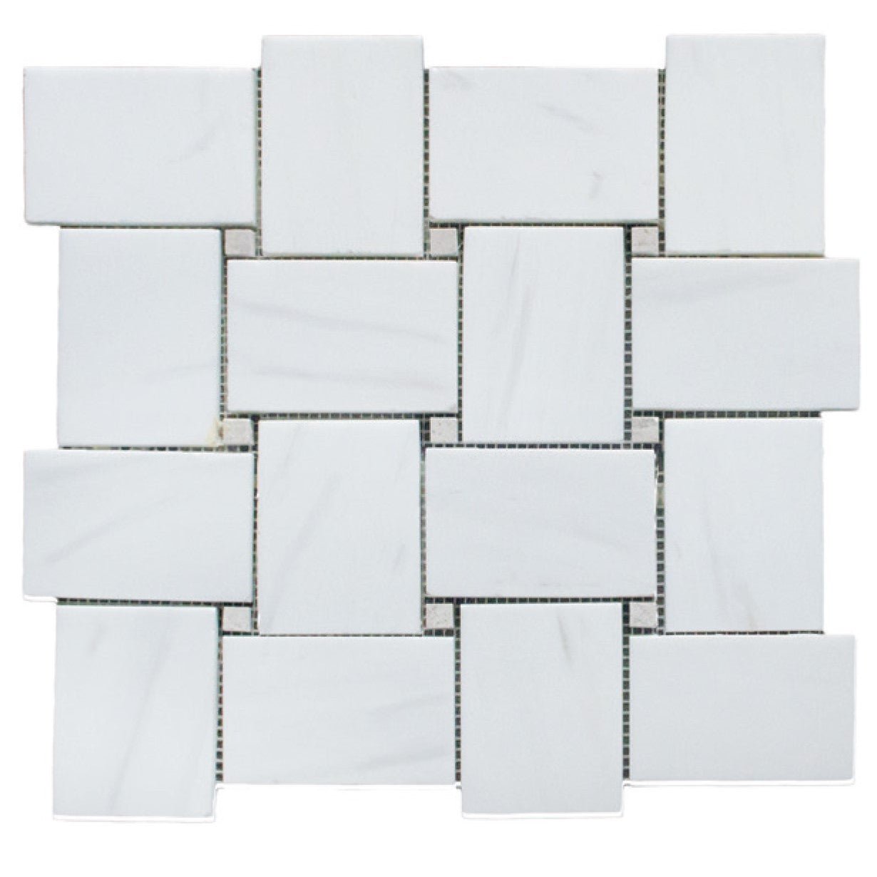White and Gray Large Basketweave Tile in Dolomite and Gray Marble - TileBuys