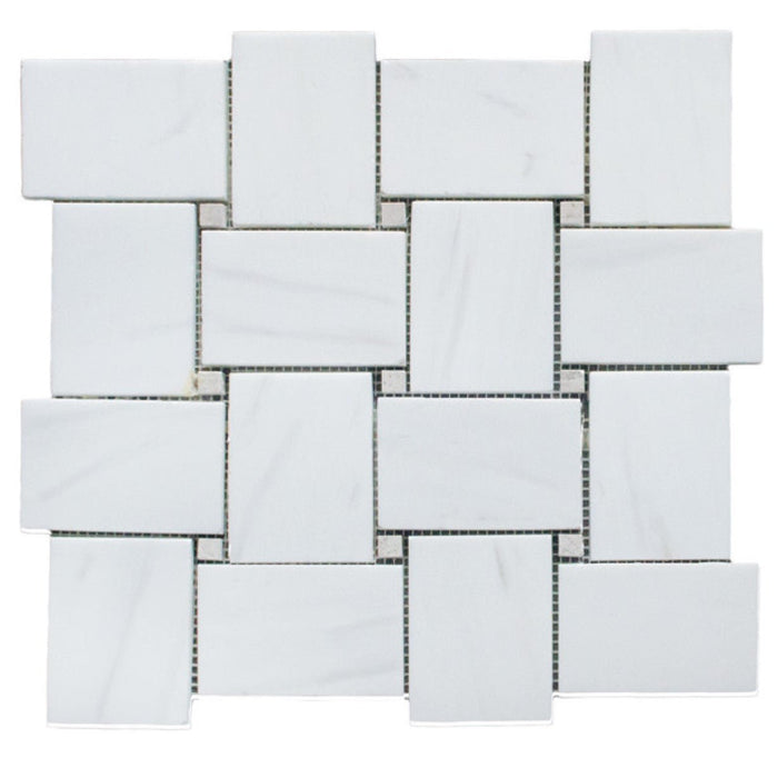 White and Gray Large Basketweave Tile in Dolomite and Gray Marble - TileBuys