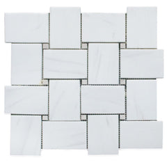 White and Gray Large Basketweave Tile in Dolomite and Gray Marble - TileBuys