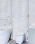 White Glass Interlocking Mosaic Tile Backsplash - TileBuys