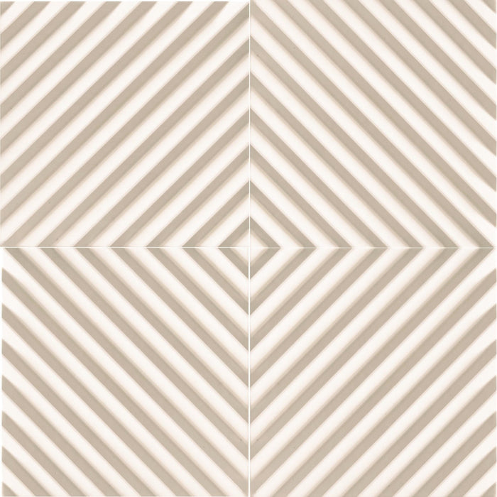 White Porcelain Ribbed 5x5 Tiles