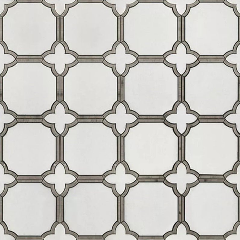 Thassos and Athens Marble Mosaic Tile