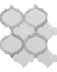 White Thassos and Bianco Carrara Marble Waterjet Mosaic Tile in Arabesque Marrakech - TileBuys