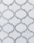 White Thassos and Bianco Carrara Marble Waterjet Mosaic Tile in Arabesque Marrakech - TileBuys