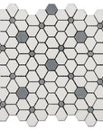 White and Blue Gray Marble Hex Flower Tile