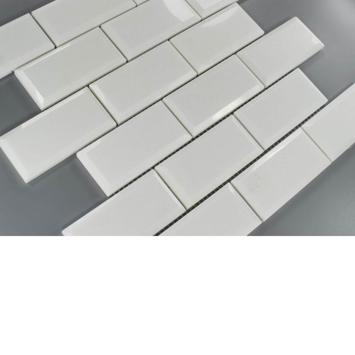 White Thassos Marble 2x4 Beveled Subway Mosaic Tile - TileBuys