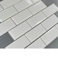 White Thassos Marble 2x4 Beveled Subway Mosaic Tile - TileBuys