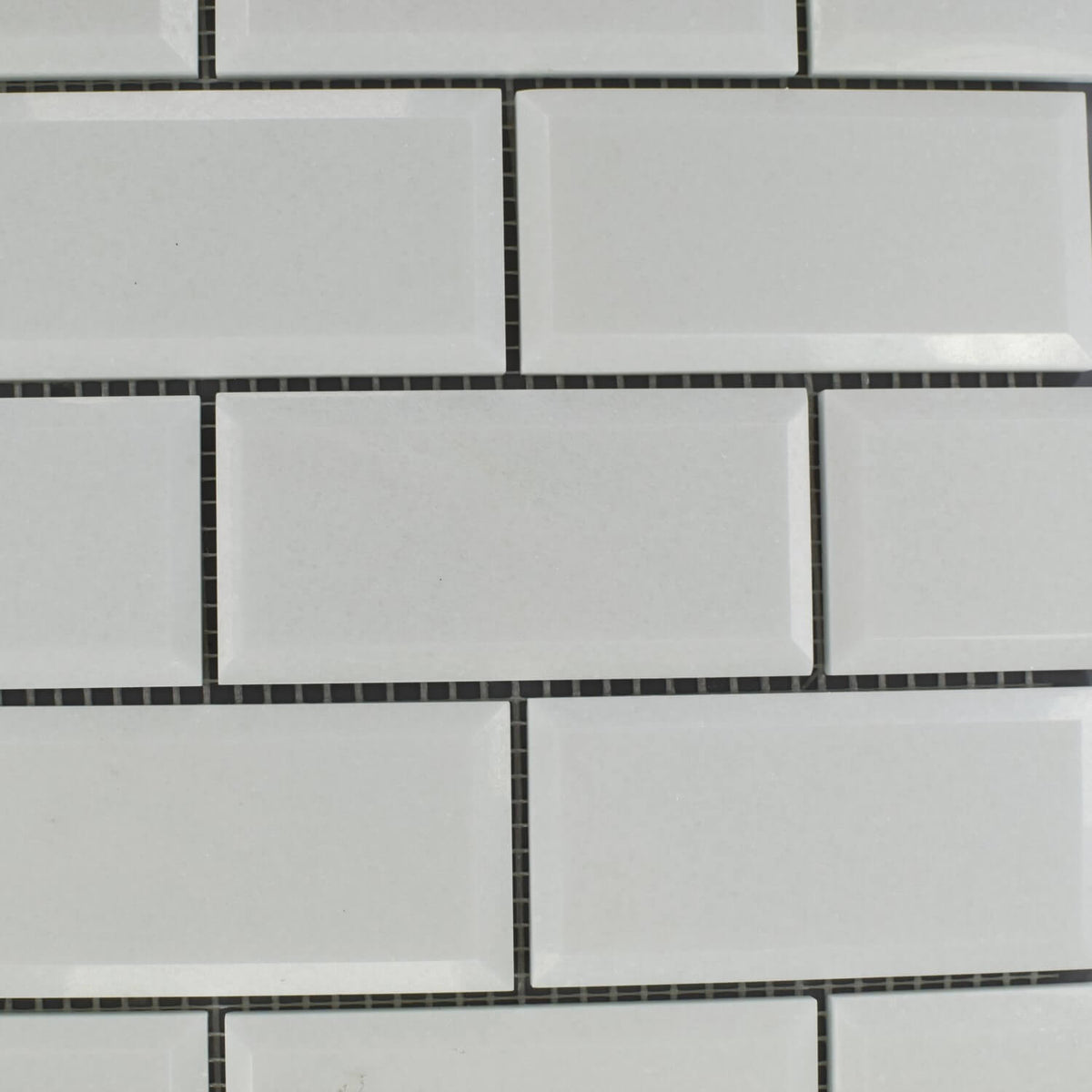 White Thassos Marble 2x4 Beveled Subway Mosaic Tile - TileBuys