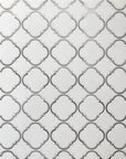 White Thassos Marble & Grey Metal Quatrefoil Waterjet Mosaic Tile - TileBuys