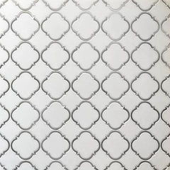 White Thassos Marble & Grey Metal Quatrefoil Waterjet Mosaic Tile - TileBuys