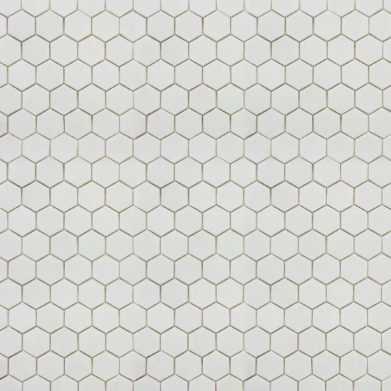 White Thassos Marble Mosaic Tile - 2" Hexagons - TileBuys