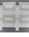 Modern Deco Waterjet Mosaic Tile in White Thassos & Mother of Pearl | TileBuys