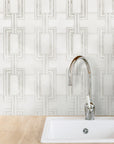 White Thassos & Mother of Pearl Chain Link Waterjet Mosaic Tile Bathroom Backsplash