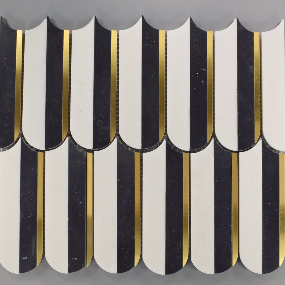 Elongated Scallop Waterjet Mosaic Tile