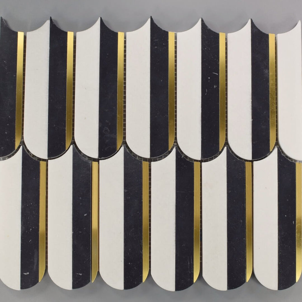 Elongated Scallop Waterjet Mosaic Tile