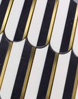 white black gold elongated scallop tile