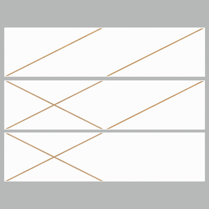 Gold Line 4 x 16 White Patterned Ceramic Subway Wall Tile