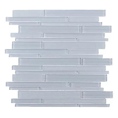 Ice White Block Glass Strip Mosaic Tile