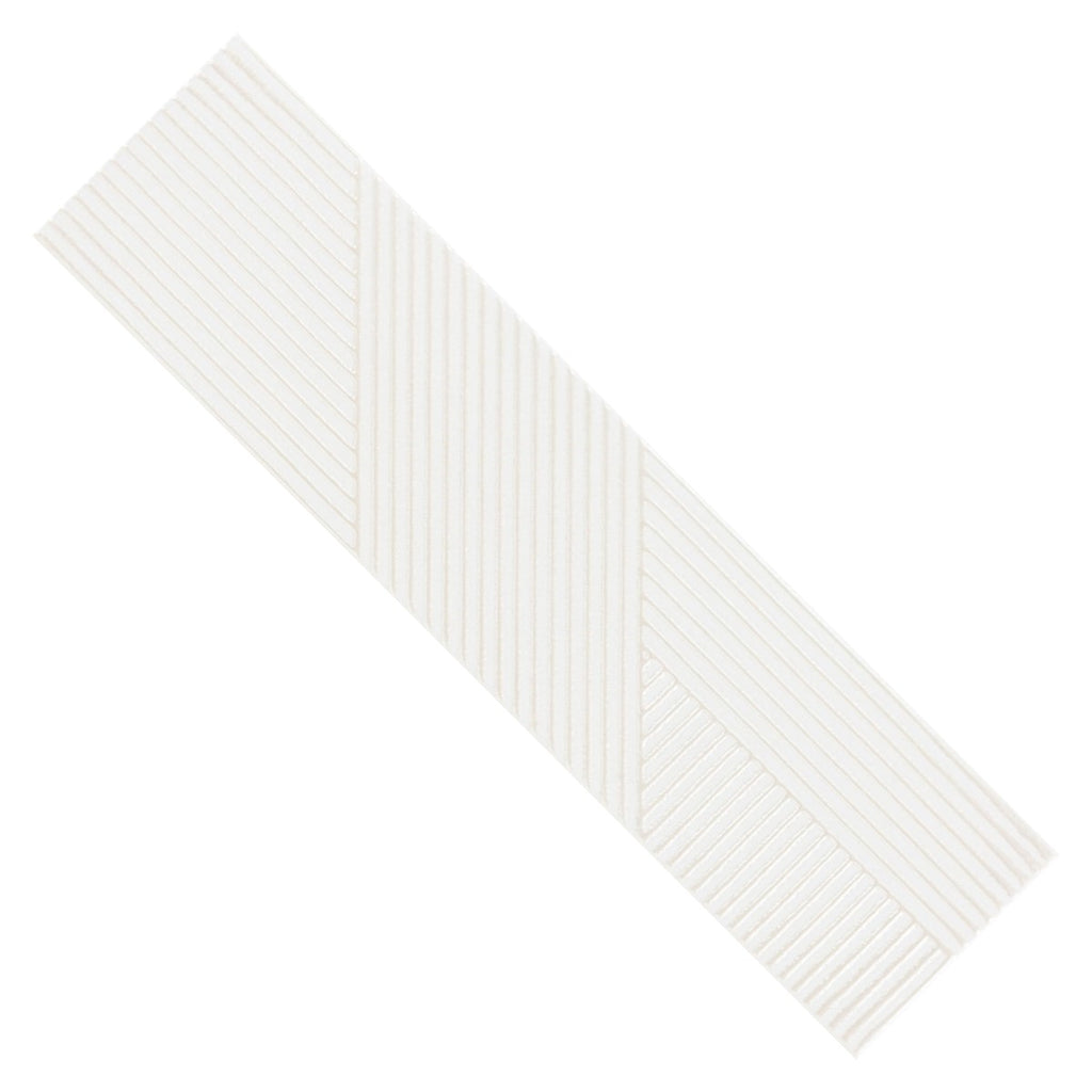 Glossy White 4 x 16 Line Patterned Ceramic Subway Wall Tile