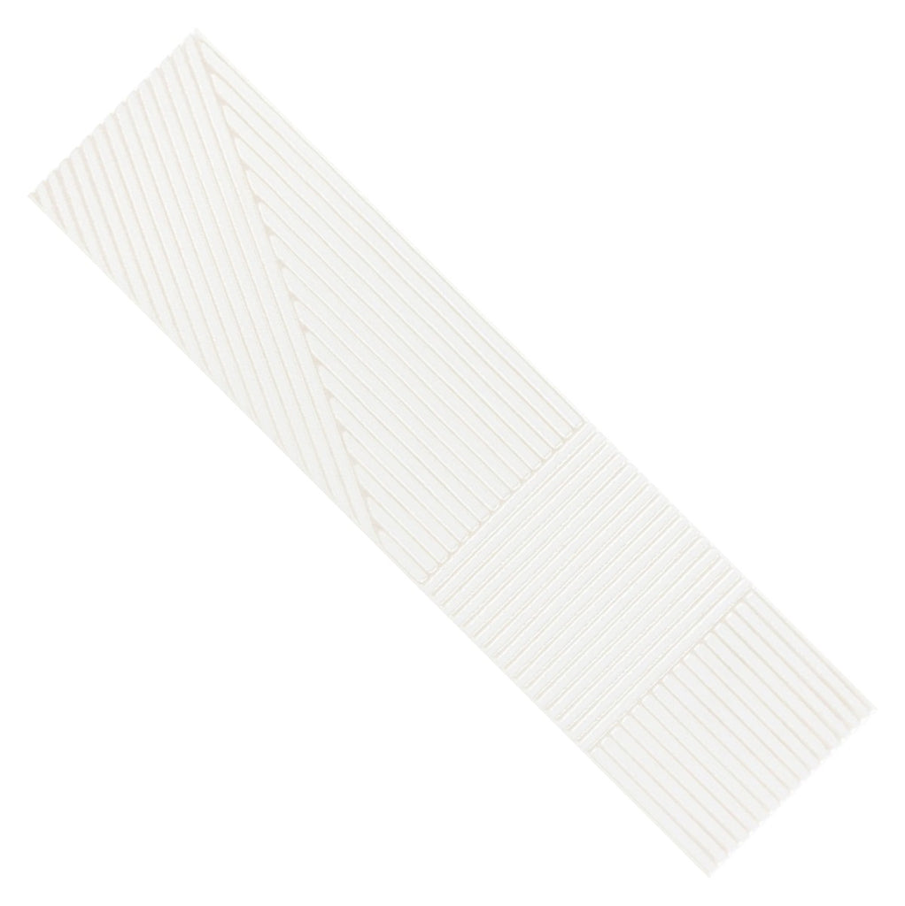 Glossy White 4 x 16 Line Patterned Ceramic Subway Wall Tile