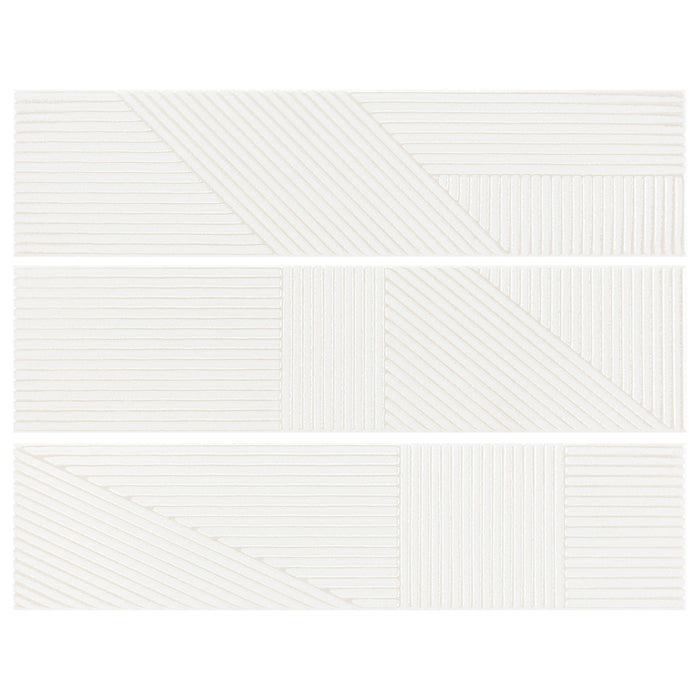 Glossy White 4 x 16 Line Patterned Ceramic Subway Wall Tile