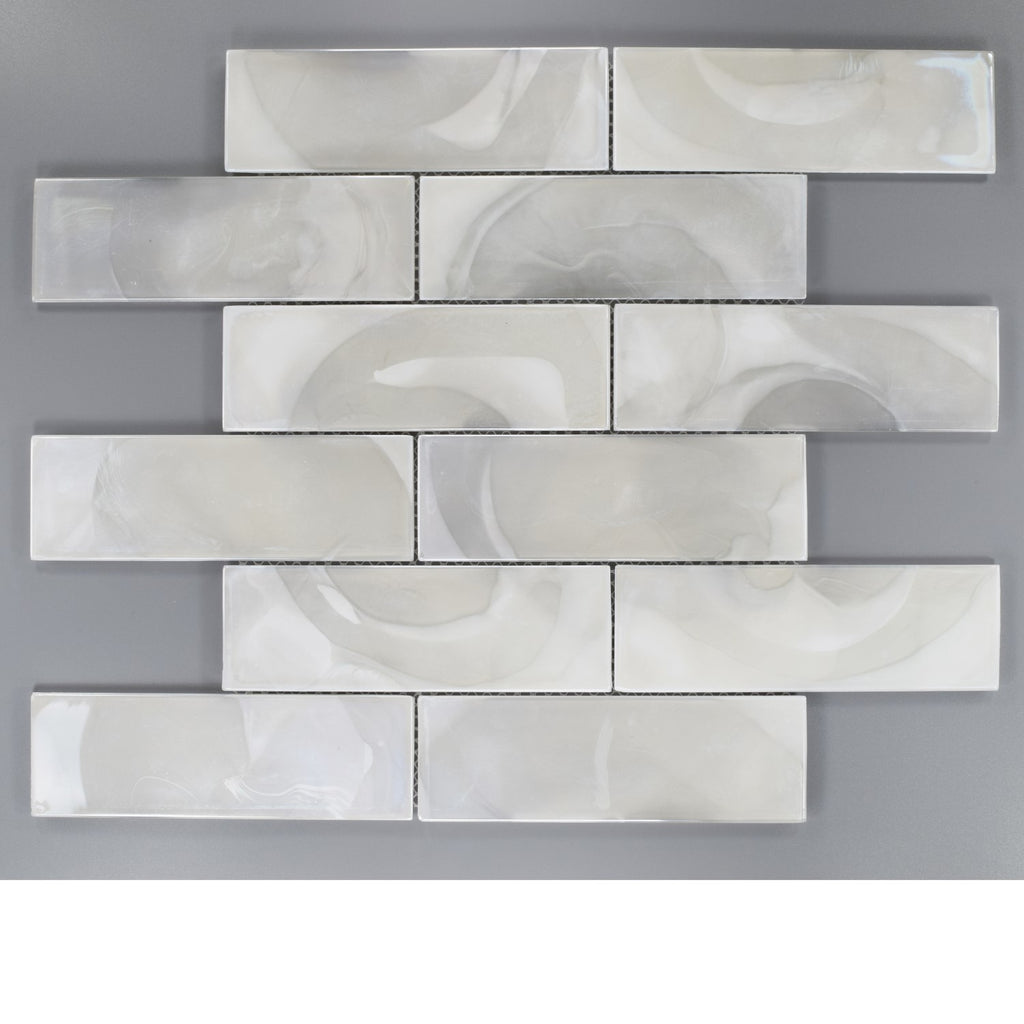 Pearlescent Hot Glass 2x6 Subway Mosaic Tile