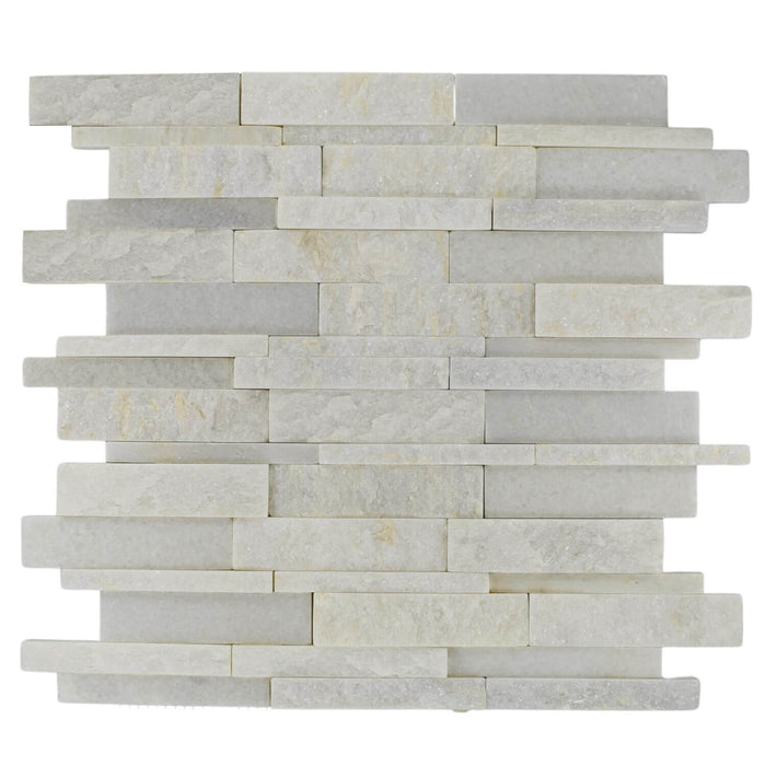 White Slate & Quartzite Stacked Stone Tile - Honed & Split Face Finish