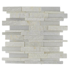 White Slate and Quartzite Stacked Stone Tile 