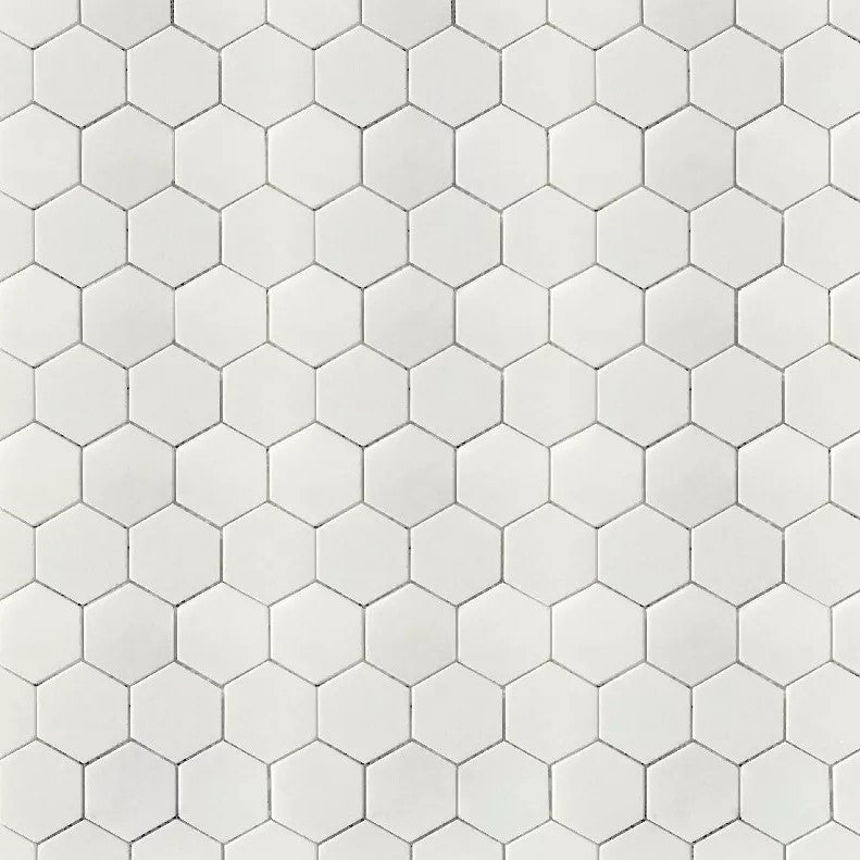 White Thassos Marble Mosaic Tile - 3" Hexagons