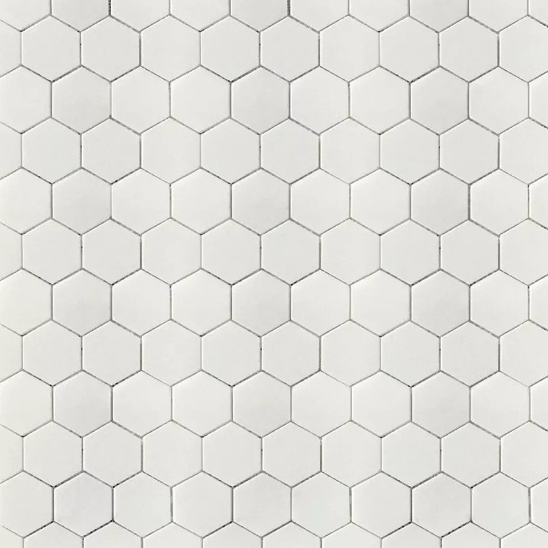 White Thassos Marble Mosaic Tile - 3" Hexagons