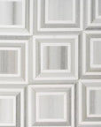 Wooden White and White Thassos Marble Waterjet Mosaic Tile in Contemporary Piazza - TileBuys