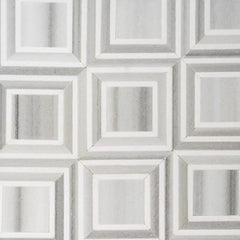 Wooden White and White Thassos Marble Waterjet Mosaic Tile in Contemporary Piazza - TileBuys