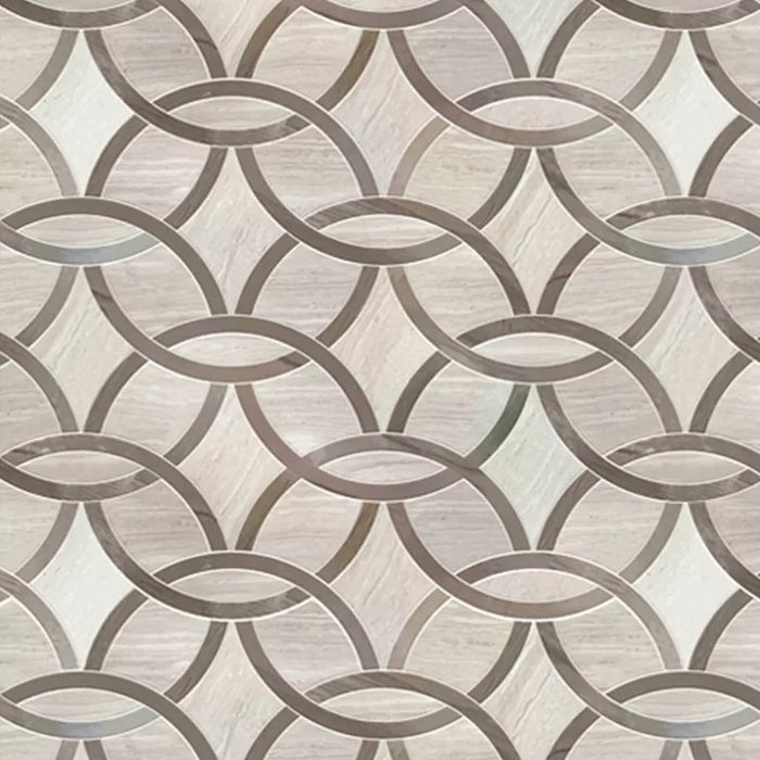 Wooden and Athens Marble Waterjet Mosaic Tile in Aldrich