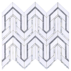 Dolomite and Gray Marble with Mother of Pearl Waterjet Mosaic Tile in Greek Key Meandros | TileBuys