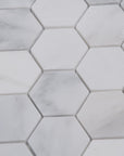 Carrara (Carrera) Venato Marble Mosaic Tile - 2” Hexagons - Polished or Honed | TileBuys