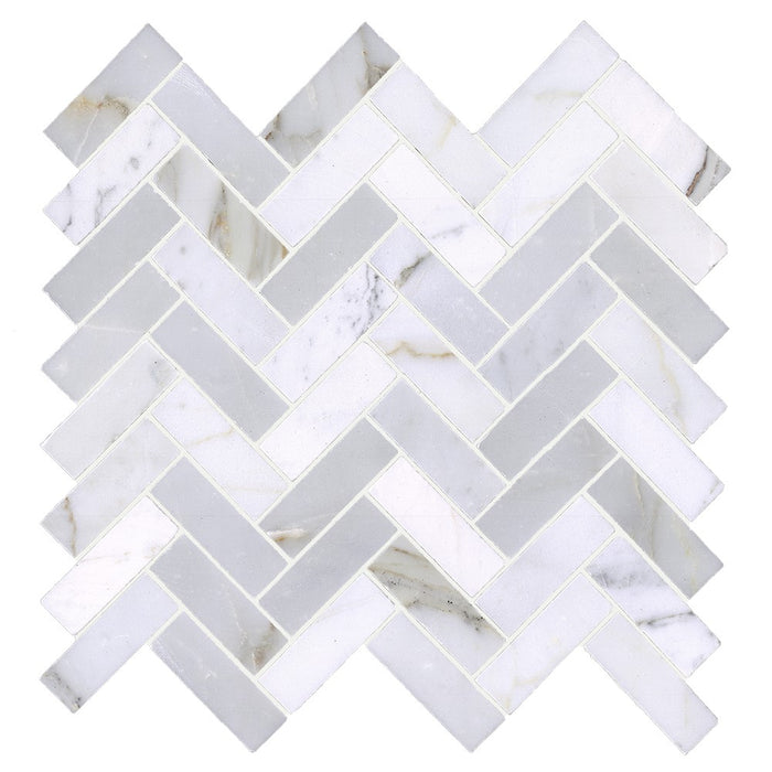 Calacatta (Calcutta) Marble Mosaic Tile - Herringbone Pattern - Polished | TileBuys