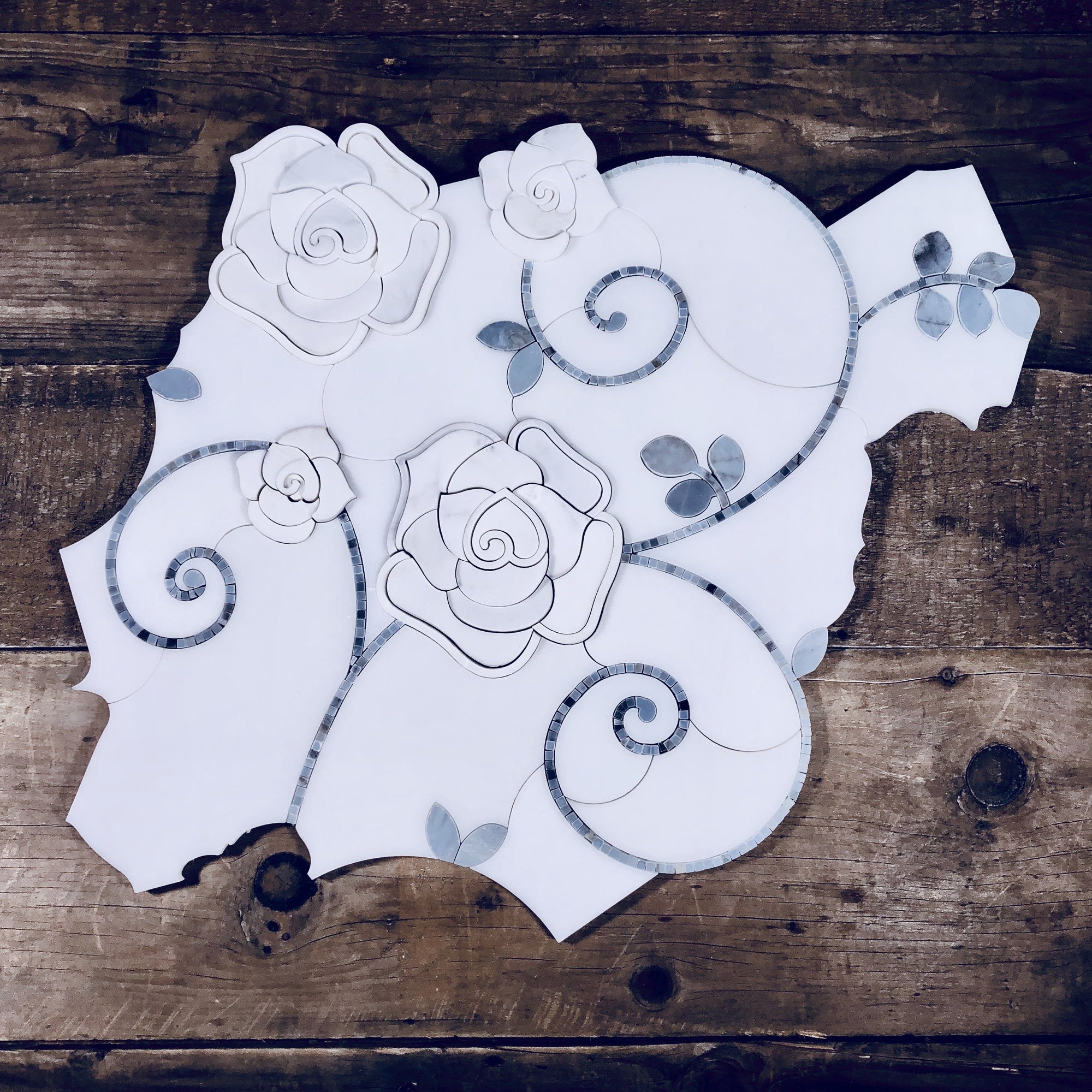 3D Rose Limited Edition Marble Luxury Waterjet Mosaic Tile | TileBuys