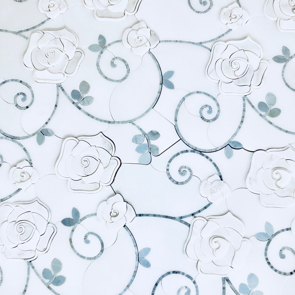3D Rose Limited Edition Marble Luxury Waterjet Mosaic Tile | TileBuys