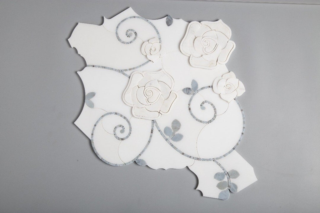 3D Rose Limited Edition Marble Luxury Waterjet Mosaic Tile | TileBuys