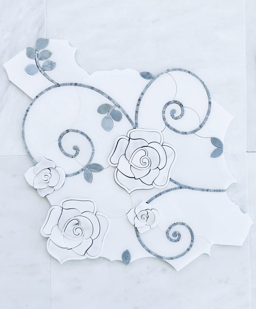 3D Rose Limited Edition Marble Luxury Waterjet Mosaic Tile | TileBuys