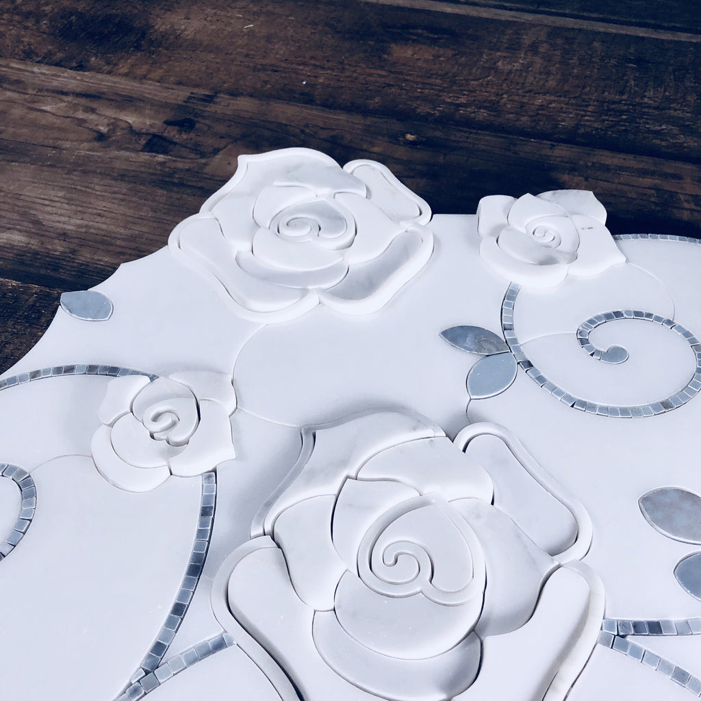 3D Rose Limited Edition Marble Luxury Waterjet Mosaic Tile | TileBuys