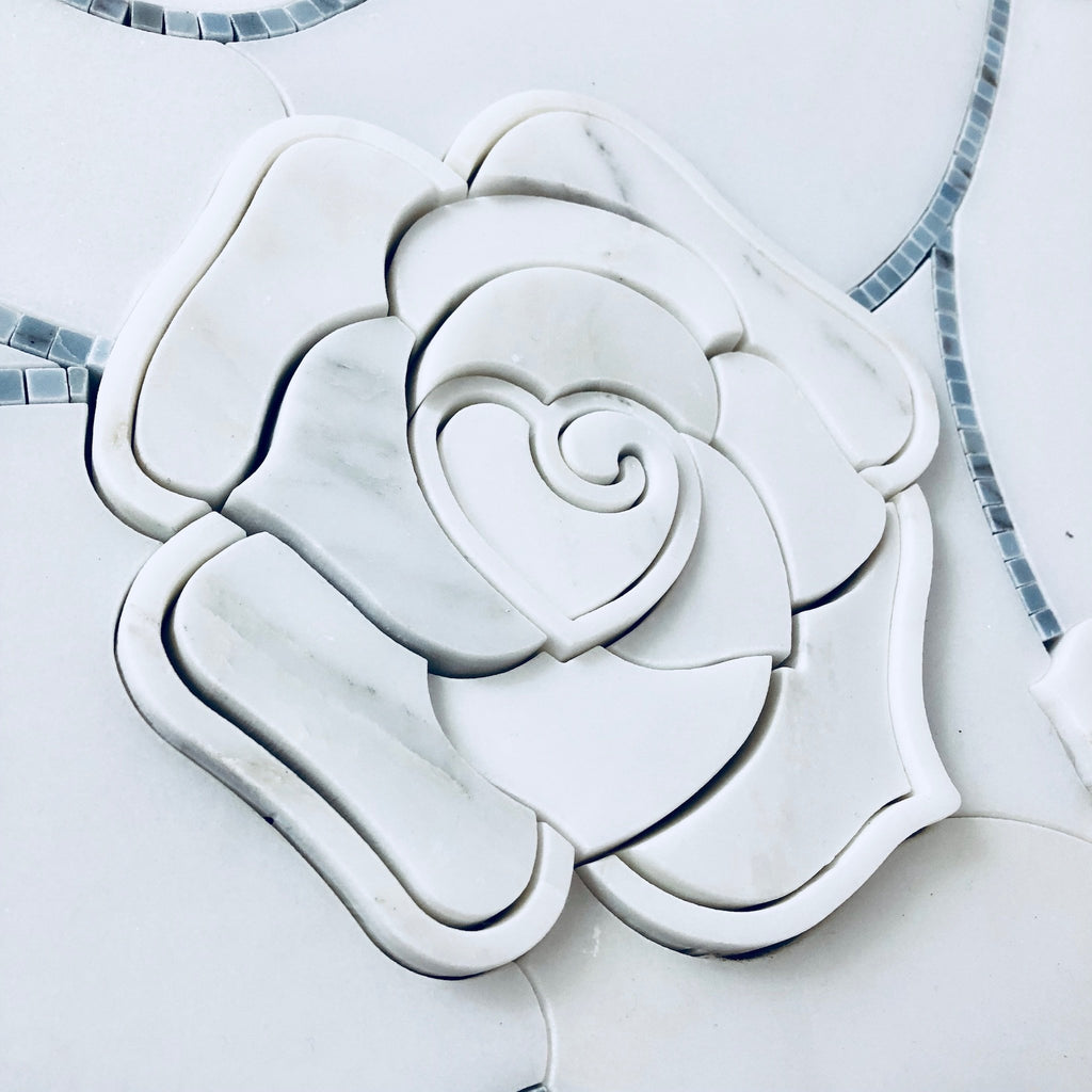 3D Rose Limited Edition Marble Luxury Waterjet Mosaic Tile | TileBuys