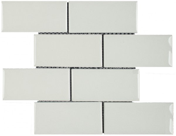 Ceramic 3"x6" Brick Mosaic Tile in White or Crackle White | TileBuys