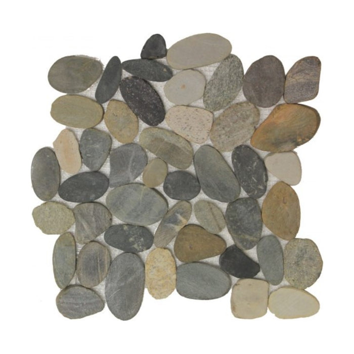 Grey Rock Sliced Pebble Bathroom Floor Tiles | TileBuys