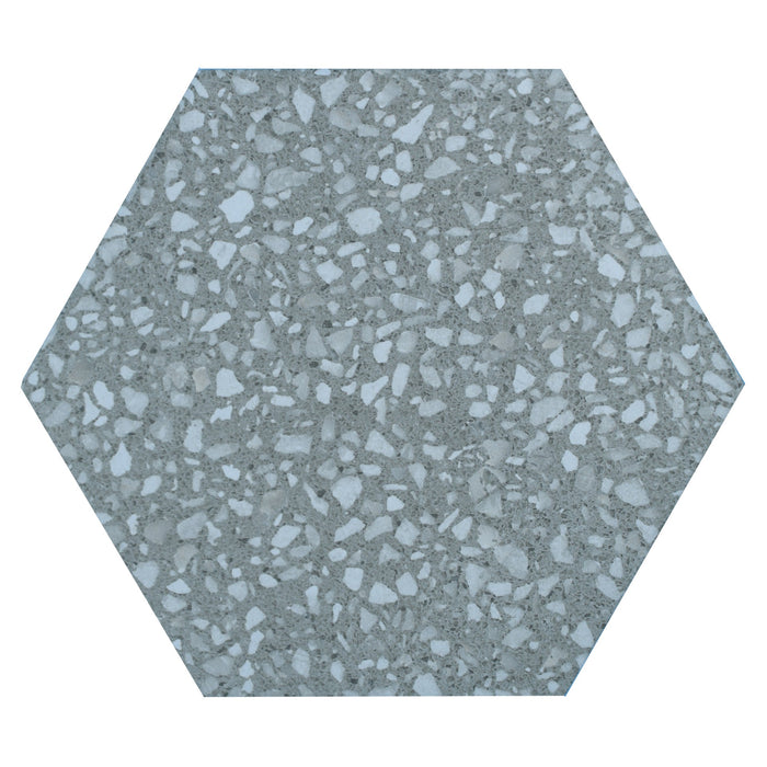 Terrazzo Pattern Hexagon Porcelain Tiles in Gray (8 Sq Ft) | TileBuys