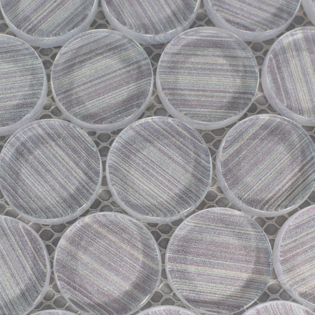 Grayline Blue and Gray Glass Penny Tile | TileBuys