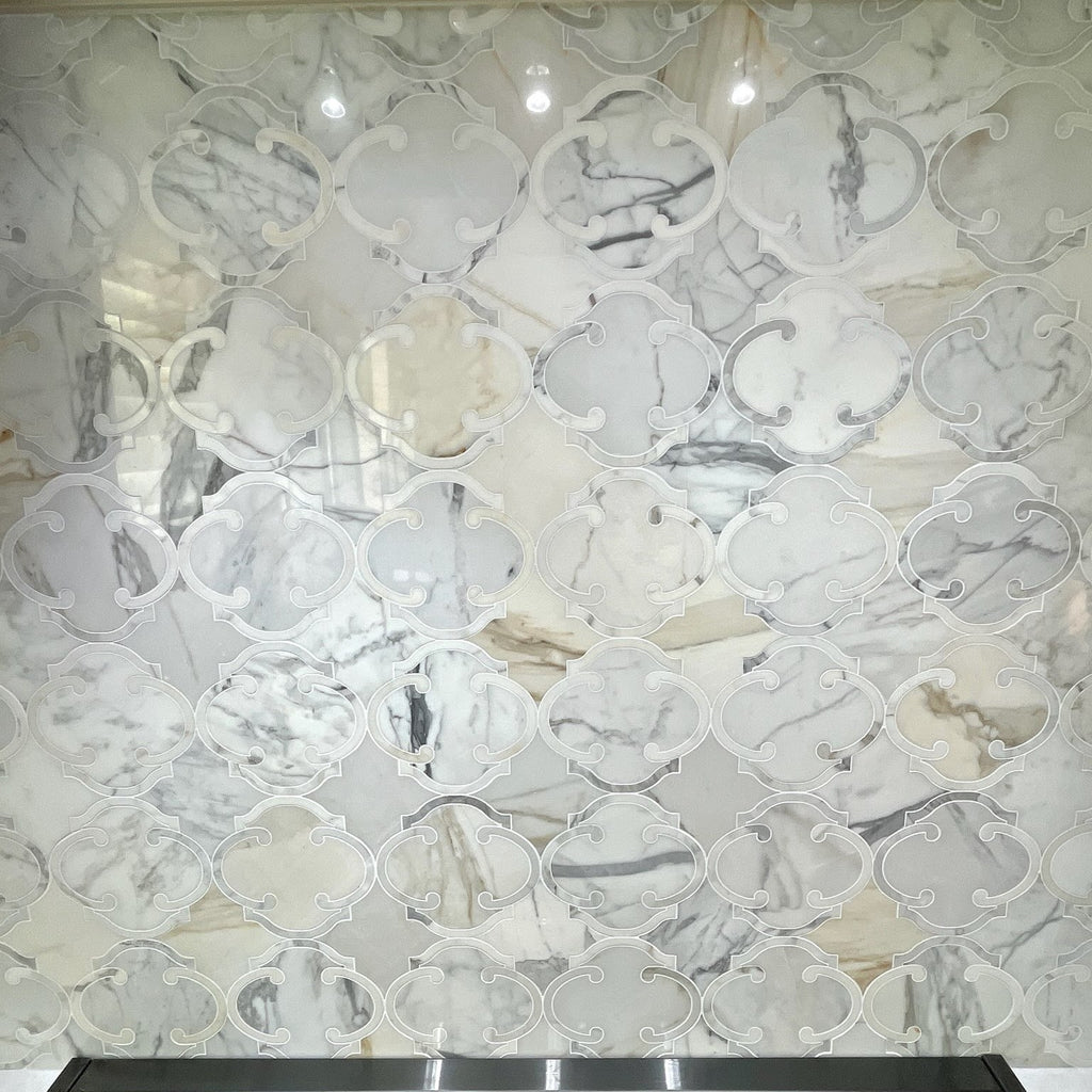 Calacatta (Calcutta) Marble Waterjet Mosaic Tile in Casablanca | TileBuys